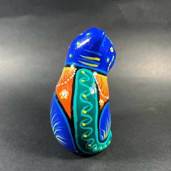 VTG Talavera Mexican Colorful Cat Folk Art Pottery Figurine Hand-painted 3.5” - Picture 2 of 7